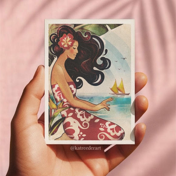 Hawaii ACEO – “Farewell to Thee” Collectible Mixed Media Mini Art Card - Picture 1 of 3